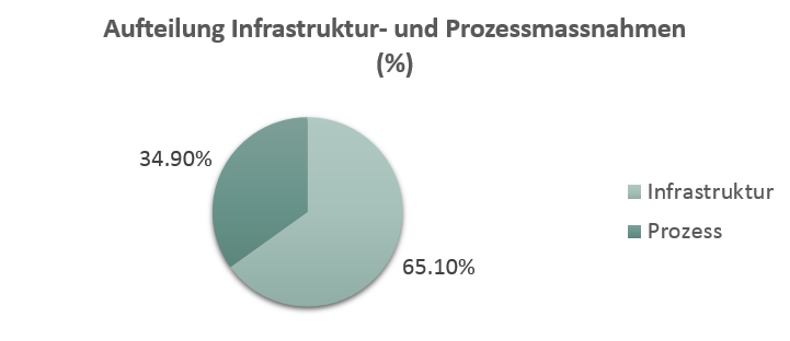Kreisdiagramm: 65% Infrastrukur, 35% Prozess
